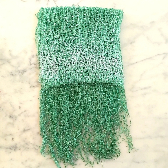 NWOT. Large crochet scarf/wrap with multi shades of green and special yarn. - Picture 1 of 5